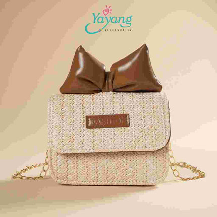 Yayang Tas Selempang Anak Perempuan Model Pita Korea Tas Rajut Mini Sling Bag Anak Lucu Fashion Kekinian