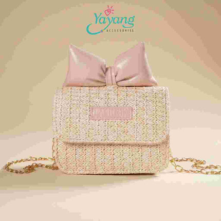 Yayang Tas Selempang Anak Perempuan Model Pita Korea Tas Rajut Mini Sling Bag Anak Lucu Fashion Kekinian