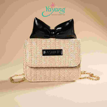 Yayang Tas Selempang Anak Perempuan Model Pita Korea Tas Rajut Mini Sling Bag Anak Lucu Fashion Kekinian