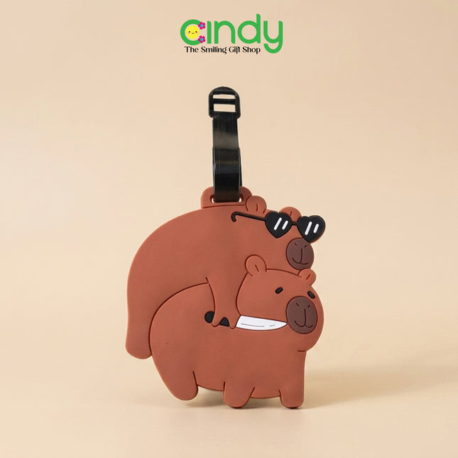 Cindy Tag Koper Silikon Rubber Karakter Capybara & Buah Tropical