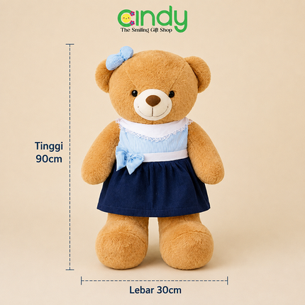 Cindy Boneka Teddy Bear Russel Beruang Dress Jumbo 90cm