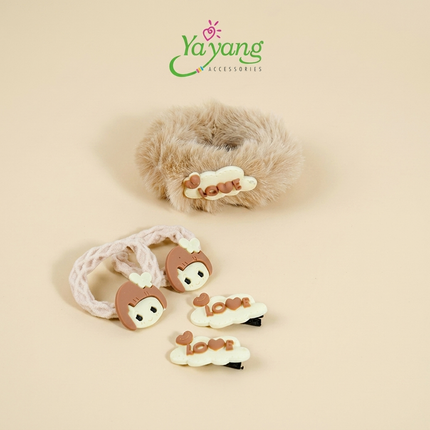 YAYANG Set Jepit & Ikat Rambut Isi 5 PCS Karakter Lucu - Aksesoris Fashion Rambut Anak - NAR0445