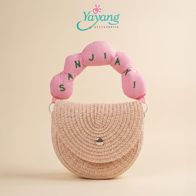 Yayang Tas Selempang Anyaman Jerami Straw Woven Mini Saddle Bag with Puffy Cloud Handle Series