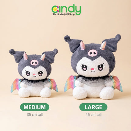 Cindy Boneka Sanrio Kuromi Tanduk Sayap Pelangi - Mainan Boneka Karakter Kuromi Lucu - CBK5428/5429