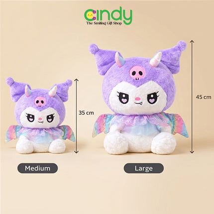 Cindy Boneka Sanrio Kuromi Tanduk Sayap Pelangi - Mainan Boneka Karakter Kuromi Lucu - CBK5428/5429