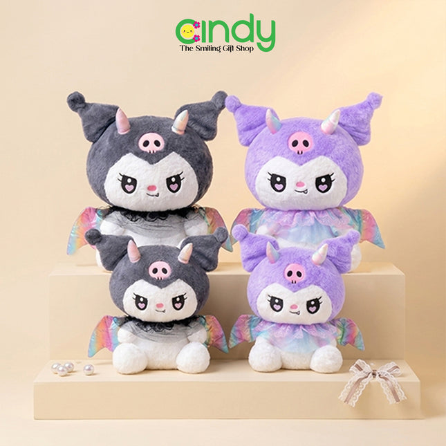 Cindy Boneka Sanrio Kuromi Tanduk Sayap Pelangi - Mainan Boneka Karakter Kuromi Lucu - CBK5428/5429