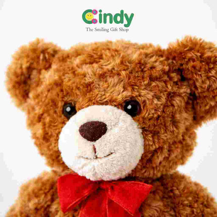 Cindy Teddy Bear Emely Plush Toy – Mainan Boneka Beruang Lembut Pita Merah untuk Hadiah Spesial