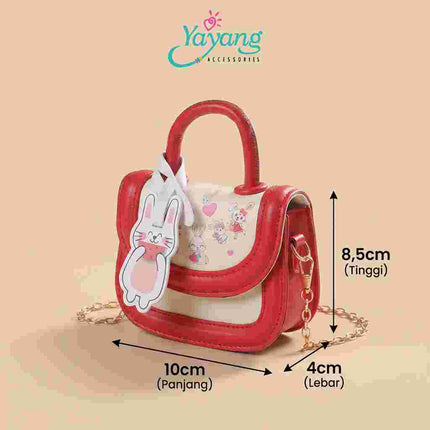 Yayang Tas Anak Perempuan Mini Motif Kelinci Cute Sling Bag Selempang Rantai Tas Tangan Anak Lucu