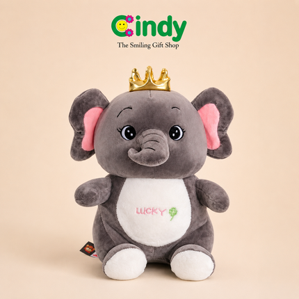 Cindy Boneka Gajah Plush Toys Mahkota -  Boneka Anak Lucu Lembut Hadiah Ulang Tahun