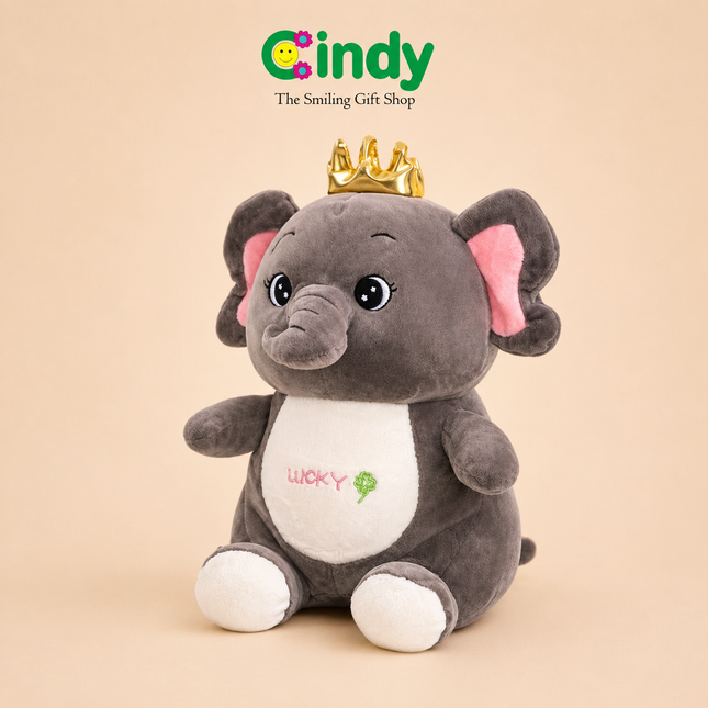 Cindy Boneka Gajah Plush Toys Mahkota -  Boneka Anak Lucu Lembut Hadiah Ulang Tahun