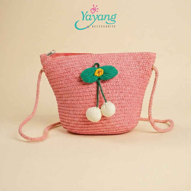 Yayang Tas Selempang Jerami Anak Perempuan Bunga Matahari Rajut Tas Anak Lucu Korean Style Tas Fashion Anak Sunflower Bag