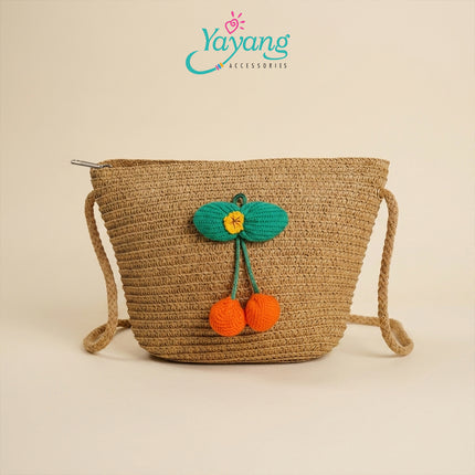 Yayang Tas Selempang Jerami Anak Perempuan Bunga Matahari Rajut Tas Anak Lucu Korean Style Tas Fashion Anak Sunflower Bag