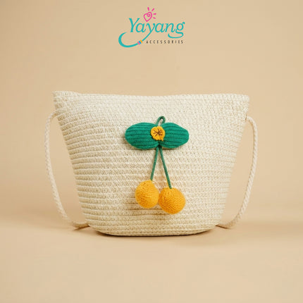 Yayang Tas Selempang Jerami Anak Perempuan Bunga Matahari Rajut Tas Anak Lucu Korean Style Tas Fashion Anak Sunflower Bag