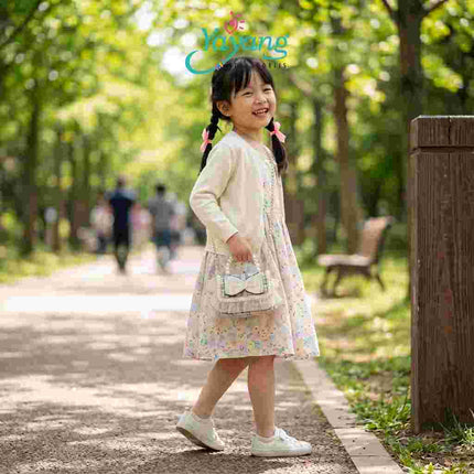 Yayang Tas Selempang Anak Perempuan Pita Mutiara Mini Sling Bag Tweed Korean Style Tas Pesta Anak Lucu