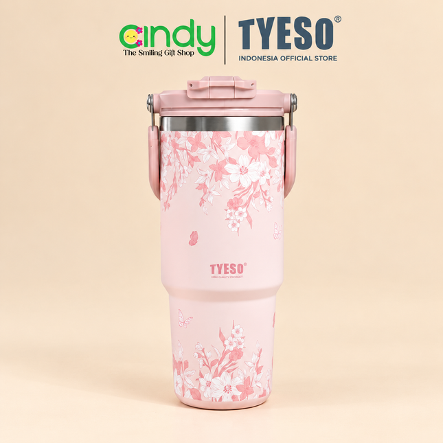 Cindy x Tyeso - Tumbler Flora Series Collection Insulated Soft Pink Stainless Steel TS01024 900ML