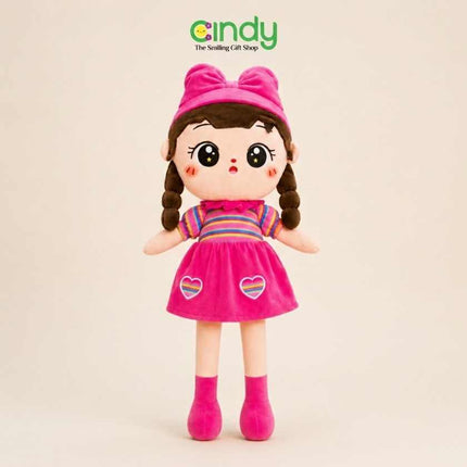 Cindy Boneka Karakter Hello Metoo Pretty Girl Topi Pita Gaun Pelangi Soft Plushie