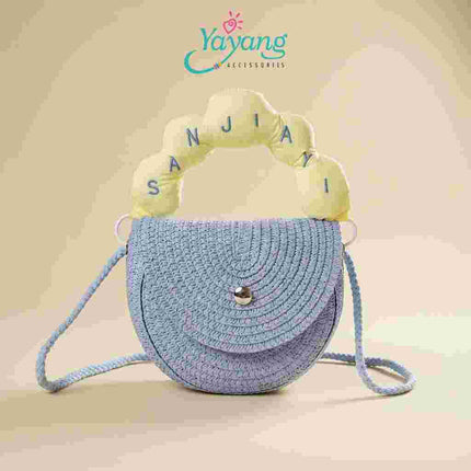 Yayang Tas Selempang Anak Sanjiayi Rajut Mini Cute Sling Bag Anak Perempuan Tas Rotan Fashion Lucu