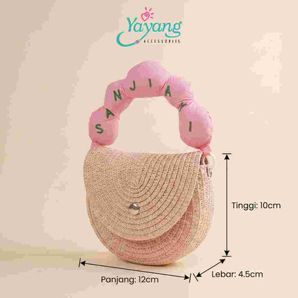 Yayang Tas Selempang Anak Sanjiayi Rajut Mini Cute Sling Bag Anak Perempuan Tas Rotan Fashion Lucu