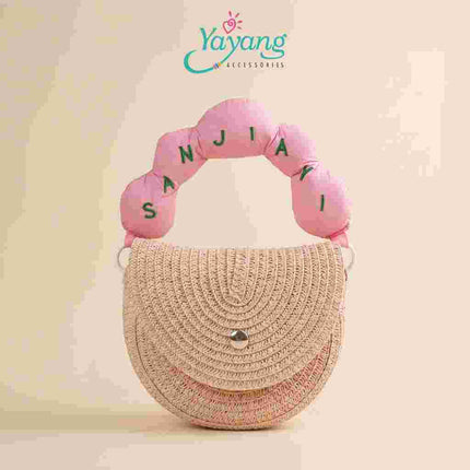 Yayang Tas Selempang Anak Sanjiayi Rajut Mini Cute Sling Bag Anak Perempuan Tas Rotan Fashion Lucu