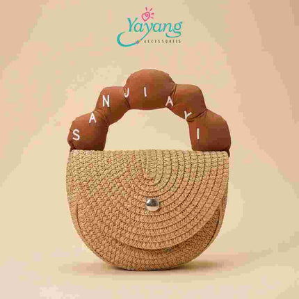 Yayang Tas Selempang Anak Sanjiayi Rajut Mini Cute Sling Bag Anak Perempuan Tas Rotan Fashion Lucu
