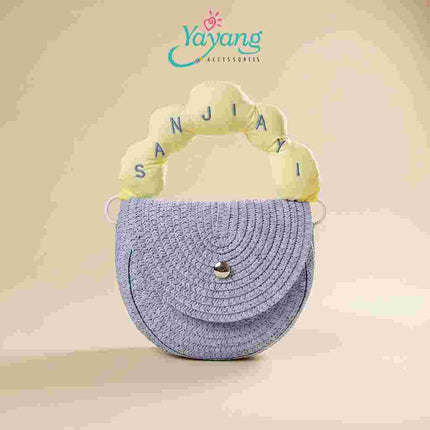 Yayang Tas Selempang Anak Sanjiayi Rajut Mini Cute Sling Bag Anak Perempuan Tas Rotan Fashion Lucu