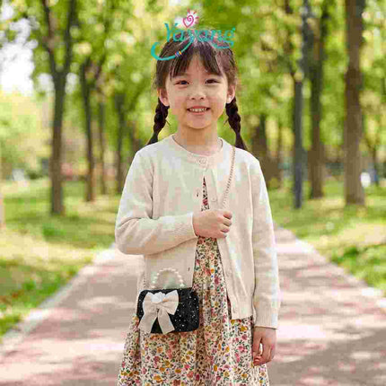 Yayang Tas Selempang Anak Perempuan Pita Besar Tweed Mini Sling Bag Tas Pesta Korean Style Elegan