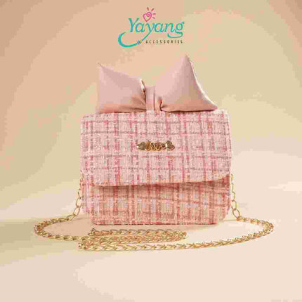 Yayang Tas Selempang Anak Perempuan Amina Tweed Premium Tas Mini Pita Korean Style Sling Bag Fashion Anak Lucu Elegan