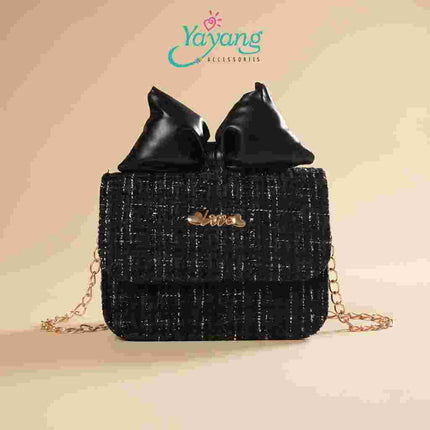 Yayang Tas Selempang Anak Perempuan Amina Tweed Premium Tas Mini Pita Korean Style Sling Bag Fashion Anak Lucu Elegan