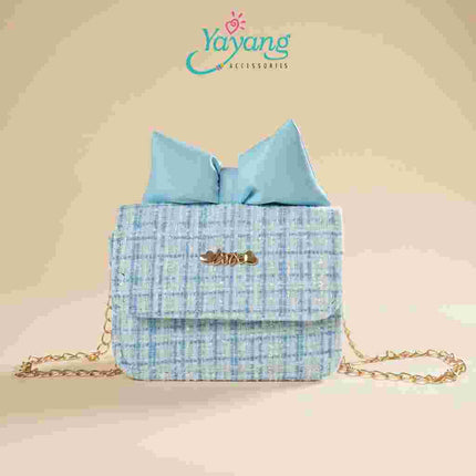 Yayang Tas Selempang Anak Perempuan Amina Tweed Premium Tas Mini Pita Korean Style Sling Bag Fashion Anak Lucu Elegan