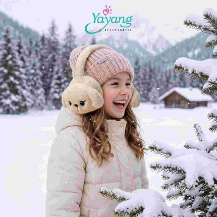 Yayang Earmuff Anak Karakter Anjing Puppy Plush Bulu Lembut Penutup Telinga Hangat Lucu Aksesoris Anak
