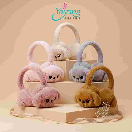 Yayang Earmuff Anak Karakter Anjing Puppy Plush Bulu Lembut Penutup Telinga Hangat Lucu Aksesoris Anak