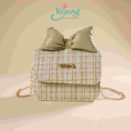 Yayang Tas Selempang Anak Perempuan Amina Tweed Premium Tas Mini Pita Korean Style Sling Bag Fashion Anak Lucu Elegan