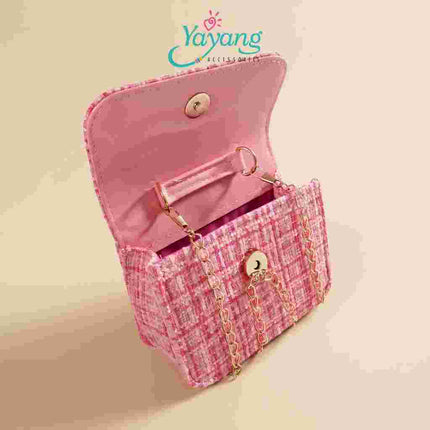 Yayang Tas Selempang Anak Perempuan Amina Tweed Premium Tas Mini Pita Korean Style Sling Bag Fashion Anak Lucu Elegan
