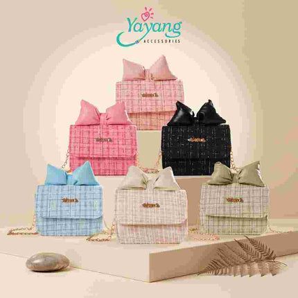Yayang Tas Selempang Anak Perempuan Amina Tweed Premium Tas Mini Pita Korean Style Sling Bag Fashion Anak Lucu Elegan