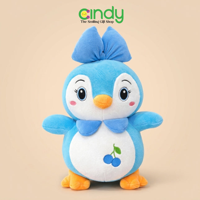 Cindy Boneka Penguin Plush Super Soft Motif Buah Stroberi Ceri Anggur dengan Pita