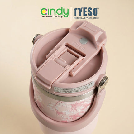 Tyeso Tumbler Flora Series Collection Insulated Soft Pink Stainless Steel Vacuum Cup BPA FREE TS01024