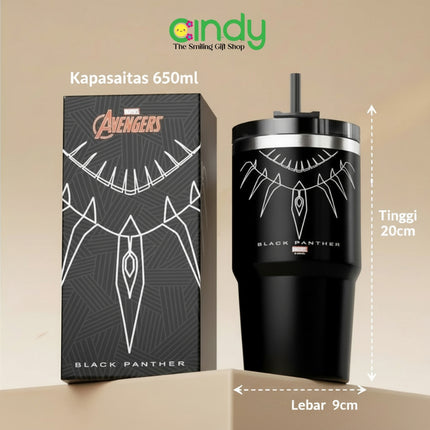 CINDY Botol Minum Vacuum Flask Marvel Original Disney Licensed 650ml Termos Stainless Tahan Panas Dingin Sedotan - CFT2712