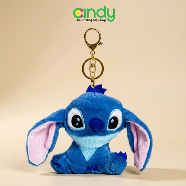Cindy Gantungan Kunci Boneka Karakter Disney Stitch & Angel Fluffy Plush Keychain
