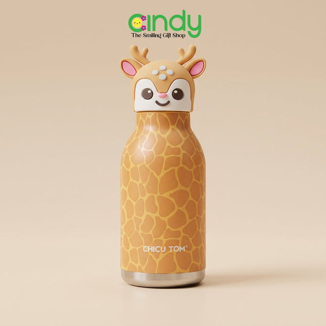 Cindy CHICU TOM Botol Minum Anak 480ml Stainless Steel Karakter Hewan Cute Tumbler Sedotan Portable