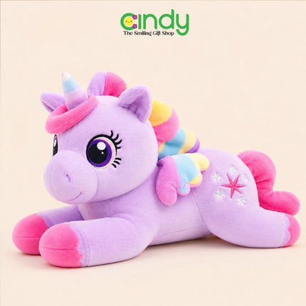 Cindy Boneka Lying Unicorn Boneka Kuda Poni Soft Plush Super Lembut Mainan Kado Anak & Balita