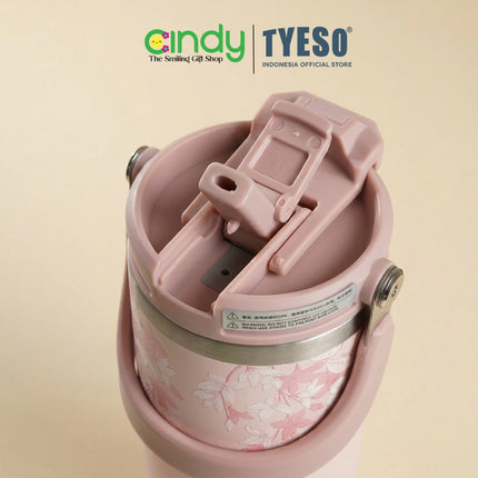 Tyeso Tumbler Flora Series Collection Insulated Soft Pink Stainless Steel Vacuum Cup BPA FREE TS01024