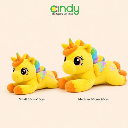 Cindy Boneka Lying Unicorn Boneka Kuda Poni Soft Plush Super Lembut Mainan Kado Anak & Balita