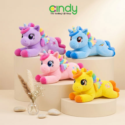 Cindy Boneka Lying Unicorn Boneka Kuda Poni Soft Plush Super Lembut Mainan Kado Anak & Balita