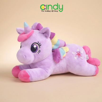 Cindy Special Bundle Boneka Lying Unicorn Rainbow Plush Doll Set Isi 2