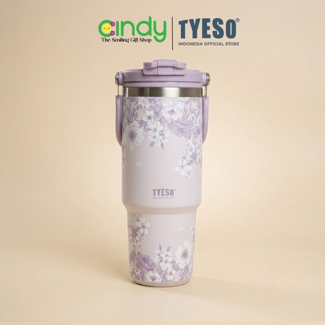 Tyeso Tumbler Flora Series Collection Insulated Soft Pink Stainless Steel Vacuum Cup BPA FREE TS01024