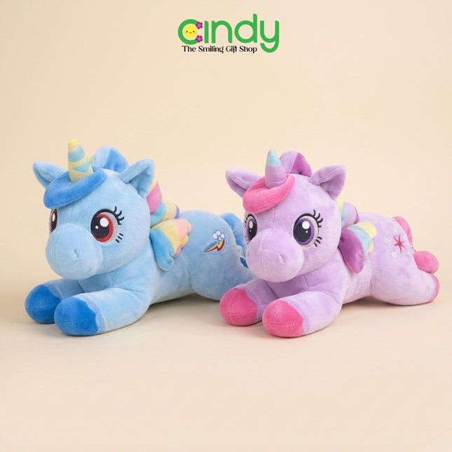 Cindy Special Bundle Boneka Lying Unicorn Rainbow Plush Doll Set Isi 2