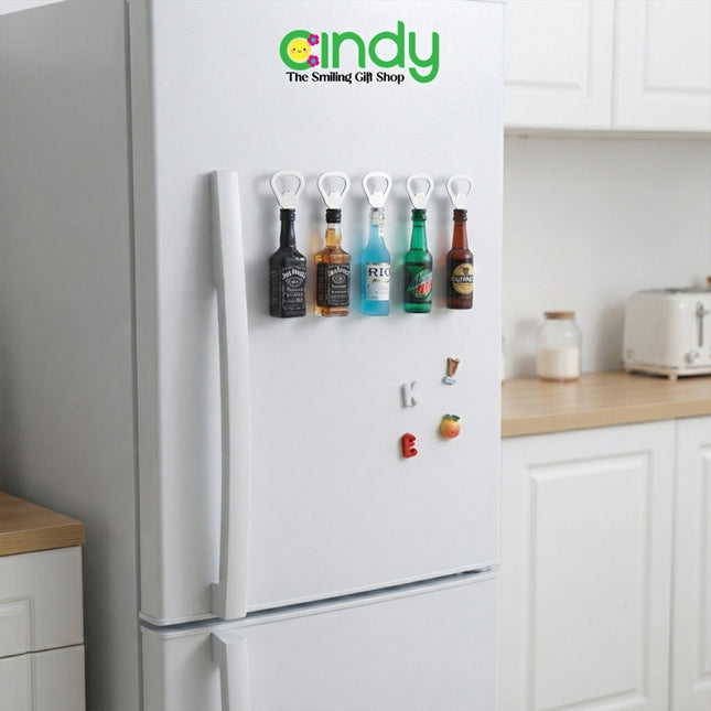 Cindy Magnet Kulkas Pembuka Botol Mini Bentuk Botol Minuman Unik Dekorasi Dapur Hadiah Souvenir