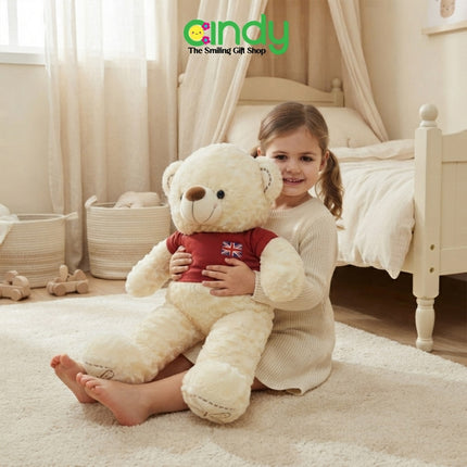 Cindy Boneka Teddy Bear Plush Toy Lucu Lembut – Boneka Beruang Kaos Merah untuk Kado & Anak