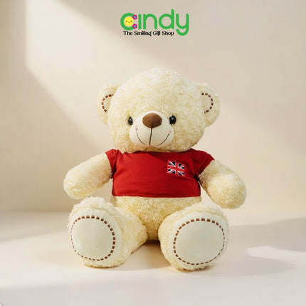 Cindy Boneka Teddy Bear Plush Toy Lucu Lembut – Boneka Beruang Kaos Merah untuk Kado & Anak
