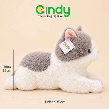 Cindy Boneka Kucing Lucu Plush Doll Empuk Lembut - Boneka Cat Laying Kado Ulang Tahun